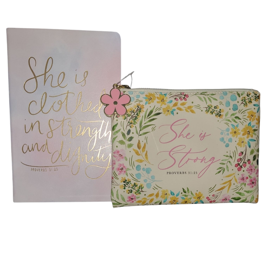 Floral Inspirational Notebook and Pouch Set